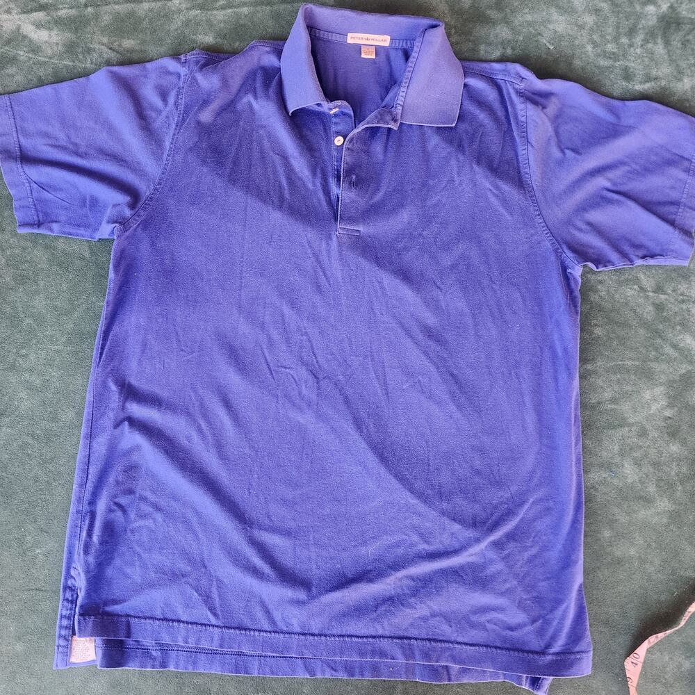 Peter Millar Men's Large Purple/blue Polo Shirt Classic Golf Short Sleeve